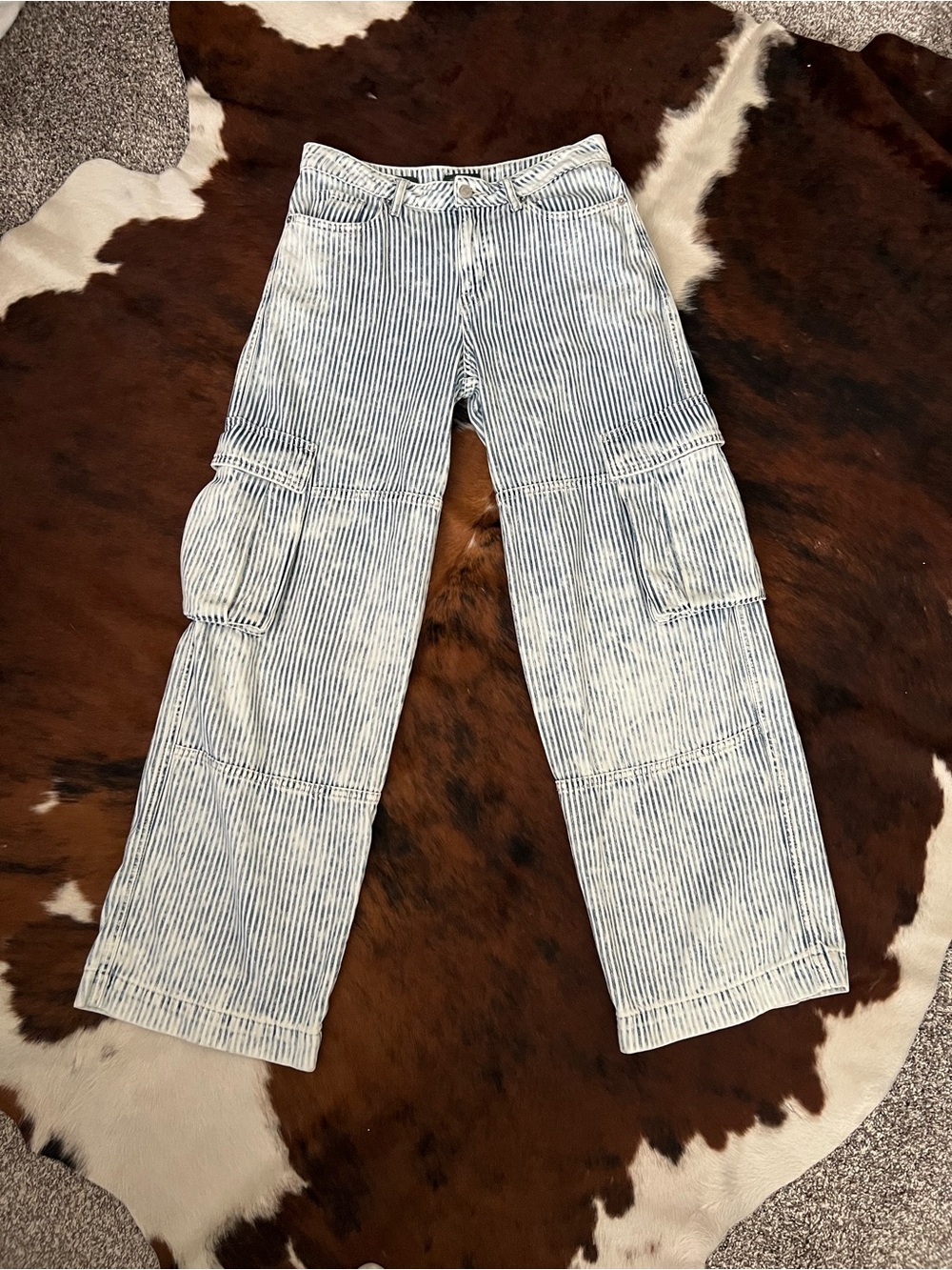 Striped Cargo Jeans by Wild Fable Railroad Stripe Denim Wide Leg Baggy 4/6
